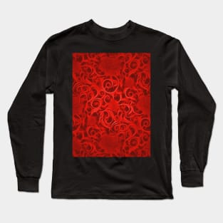 Gothic Deep Red Floral Long Sleeve T-Shirt